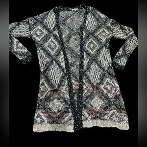 Knit long duster robe cardigan blue black grey M Sundance style